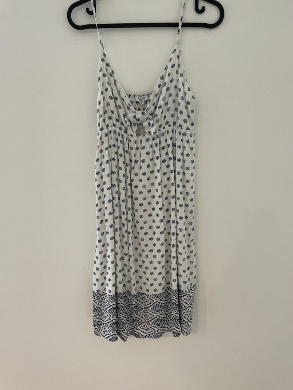Splendid women's Euro Summer V neck, spaghetti strap, maxi dress, blue/white